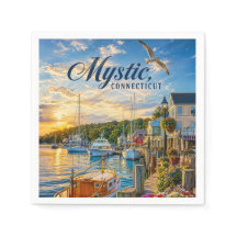 Coucher de soleil dans le port de Mystic, Connecti