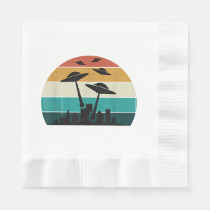 Serviette En Papier Coucher de soleil d'attaque UFO rétro - Sauc volan