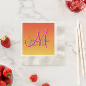 Serviette En Papier Coucher de soleil de monogramme de moutarde (En situation)