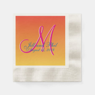 Serviette En Papier Coucher de soleil de monogramme de moutarde
