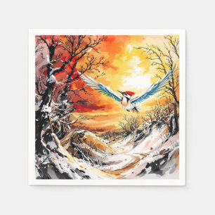 Serviette En Papier Coucher de soleil de pic forestier mignon Imaginai