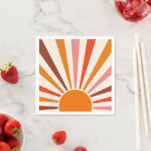 Serviette En Papier Coucher de soleil orange jaune rouge rose éclatant (En situation)