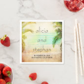 Serviette En Papier coucher de soleil palmiers romantiques mariage (En situation)