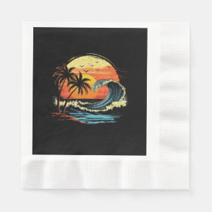 Serviette En Papier Coucher de soleil Rétro Tropical Vintage Plage Pal