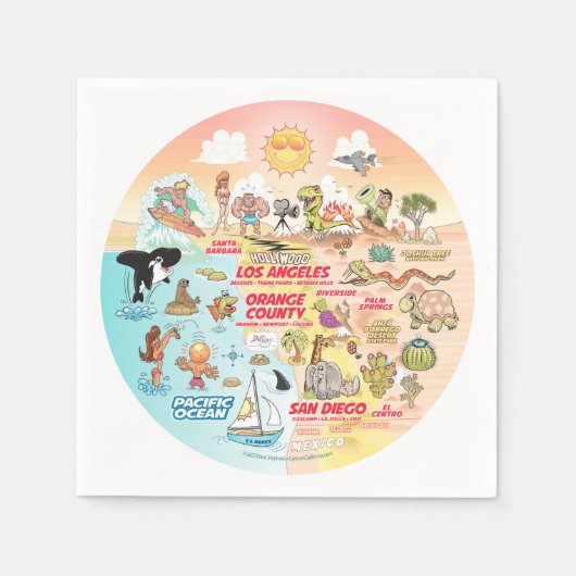 Serviette En Papier Coucher de soleil SoCal (Devant)