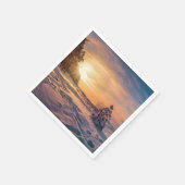 Serviette En Papier Coucher de soleil sur la côte de la mer d'hiver (Coin)