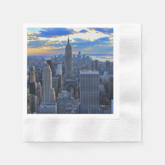 Serviette En Papier Coucher de soleil sur la ligne d'horizon de NYC en