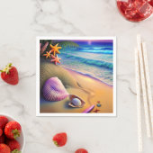 Serviette En Papier Coucher de soleil sur la plage de l'Imaginaire tro (En situation)