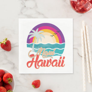 Serviette En Papier Coucher de soleil sur la plage de Maui Hawaii avec