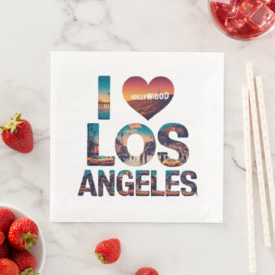 Serviette En Papier Coucher de soleil sur la skyline de Los Angeles &