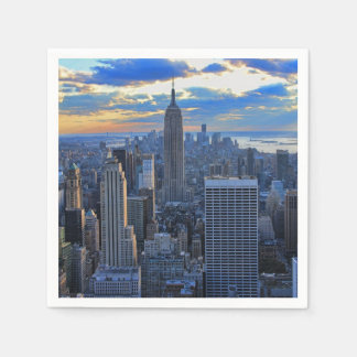 Serviette En Papier Coucher de soleil sur la skyline de NYC en fin d'a