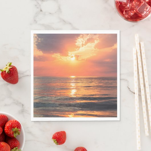 Serviette En Papier coucher de soleil sur l'eau (En situation)