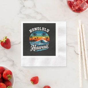 Serviette En Papier Coucher de soleil surf Honolulu Hawaï