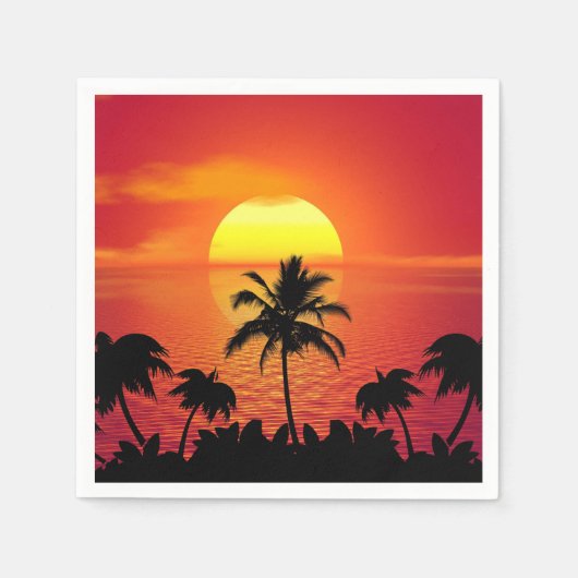 Serviette En Papier Coucher de soleil tropical (Devant)