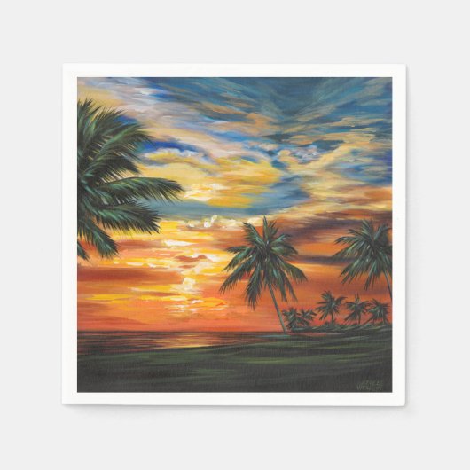 Serviette En Papier Coucher de soleil tropical étonnant (Devant)