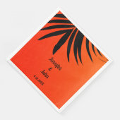 Serviette En Papier Coucher de soleil Tropical Palm Leaf Orange Mariag (Coin)