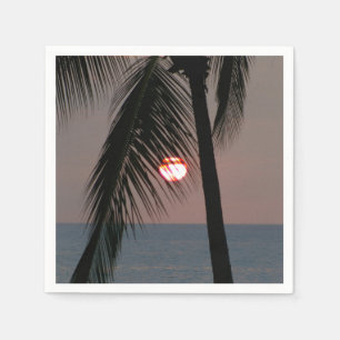 Serviette En Papier Coucher de soleil tropicale des palmiers