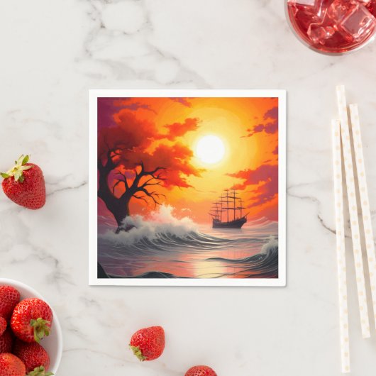 Serviette En Papier Coucher du soleil (En situation)