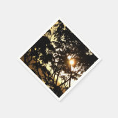 Serviette En Papier Coucher du soleil à travers les arbres I Photograp (Coin)