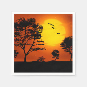 Serviette En Papier Coucher du soleil africain