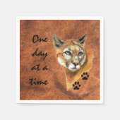Serviette En Papier Cougar Puma Mountain Lion "One day at a Time" (Devant)