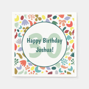 Serviette En Papier Couleur 30e anniversaire Personnalisé