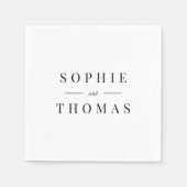 Serviette En Papier Couleur blanche et noire Mariage classique moderne (Devant)