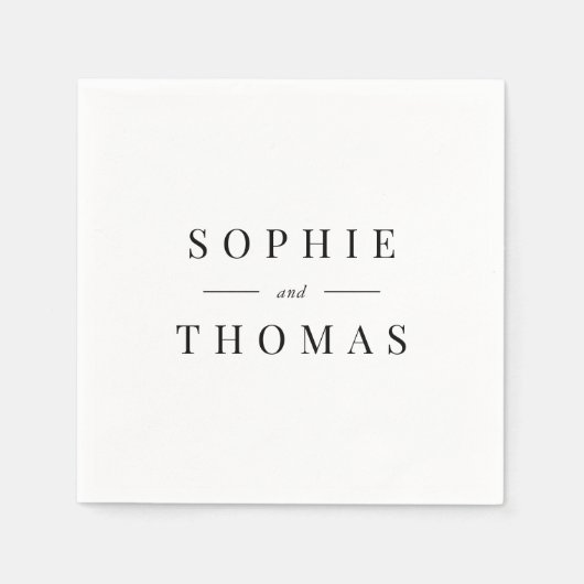 Serviette En Papier Couleur blanche et noire Mariage classique moderne (Devant)