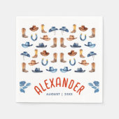 Serviette En Papier Couleur bleu bleu rouge Rodéo Cheval Cowboy Aquare (Devant)