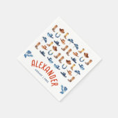 Serviette En Papier Couleur bleu bleu rouge Rodéo Cheval Cowboy Aquare (Coin)