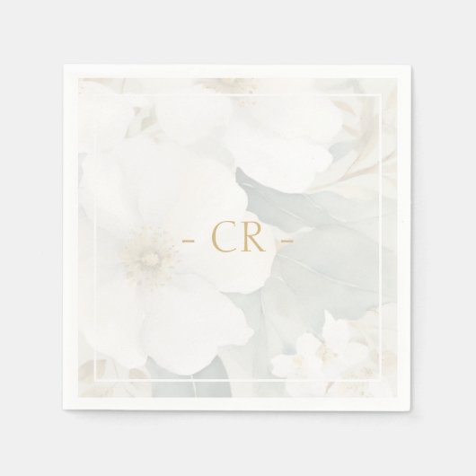 Serviette En Papier Couleur d'aquarelle florale superposition et noms (Devant)