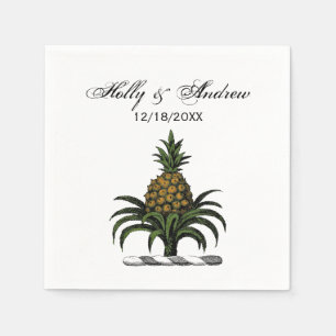 Serviette En Papier Couleur de la crête de l'ananas héraldique Preppy