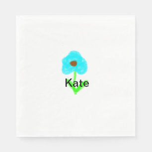 Serviette En Papier Couleur d'eau bleu vert ajouter votre nom texte pe