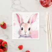 Serviette En Papier Couleur d'eau douce Bunny rose (En situation)