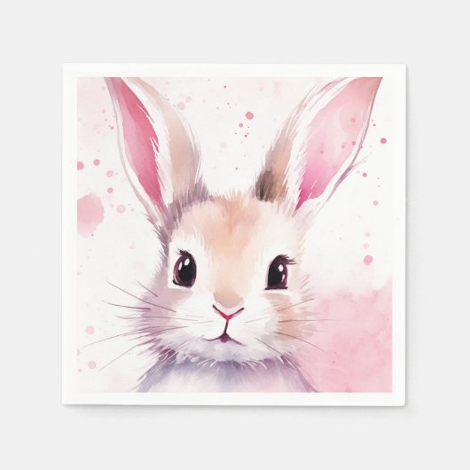 Serviette En Papier Couleur d'eau douce Bunny rose (Devant)
