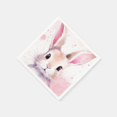 Serviette En Papier Couleur d'eau douce Bunny rose (Coin)