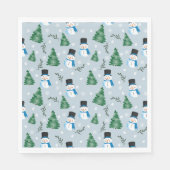 Serviette En Papier Couleur d'eau douce Motif neige d'hiver (Devant)