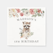 Serviette En Papier Couleur d'eau douce Raccoon fête d'anniversaire (Devant)