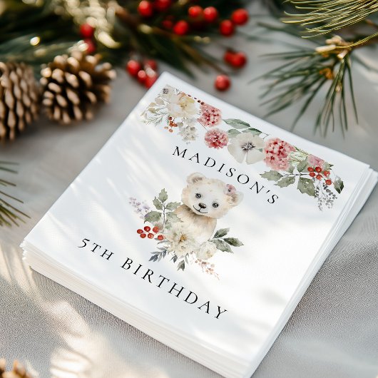 Serviette En Papier Couleur d'eau mignonne Ours polaire fête d'anniver