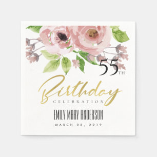 SERVIETTE EN PAPIER COULEUR D'EAU ROSE BLANC DOUX FLORALE TOUT ÂGE ANN