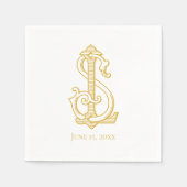 Serviette En Papier COULEUR ÉDITABLE LS Monogram SL Monogram Napkins (Devant)