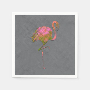 Serviette En Papier Couleur Moderne Été Coloré Flamant Chic Gris Moder