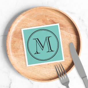 Serviette En Papier Couleur modifiable Moderne Classic rond Monogramme