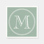 Serviette En Papier Couleur modifiable Monogramme blanc rond classique (Devant)