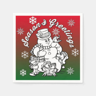 Serviette En Papier Couleur moi Snowman et amis Naples de Noël