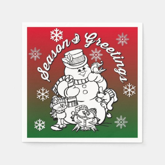 Serviette En Papier Couleur moi Snowman et amis Naples de Noël (Devant)