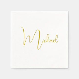 Serviette En Papier Couleur Or Élégant Design tendance Script unique