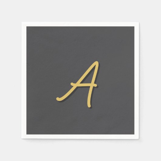 Serviette En Papier Couleur Or Gris Monogramme Professionnel (Devant)