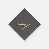Serviette En Papier Couleur Or Gris Monogramme Professionnel (Coin)