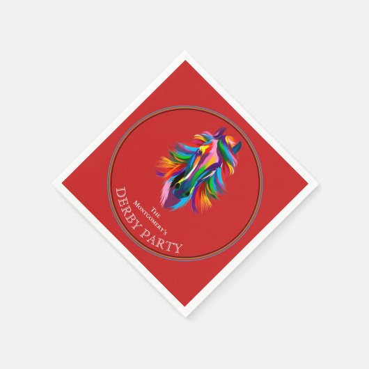 Serviette En Papier Couleur Racehorse Derby Party Rouge (Coin)